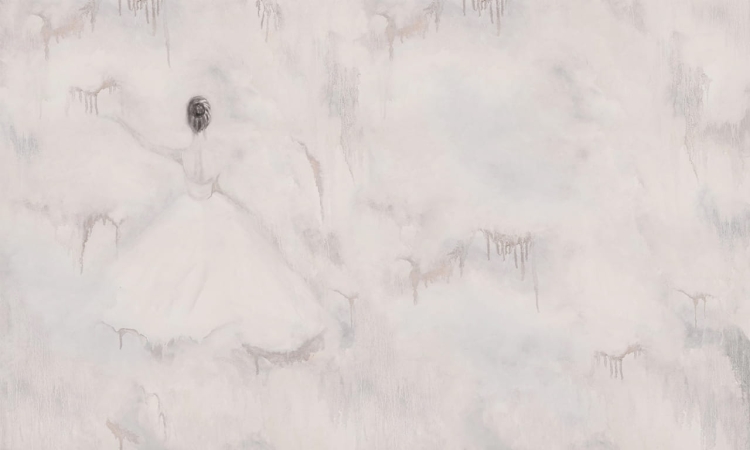 Lady Light Wall Art fototapeta na wymiar sylwetka baletnicy na jasnym tle