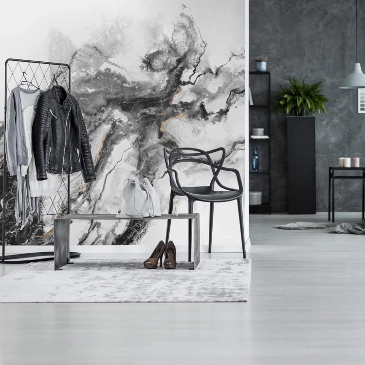 Czarno-biała nowoczesna fototapeta akwarelowa Luna - wymiar indywidualny