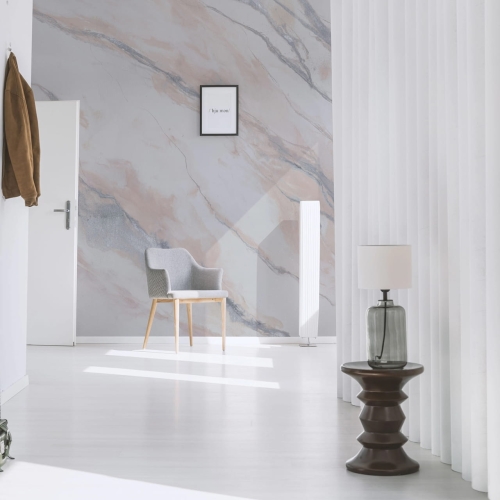 Clarity Silver Wall Art subtelna beżowo-srebrna fototapeta na fizelinie jak obraz