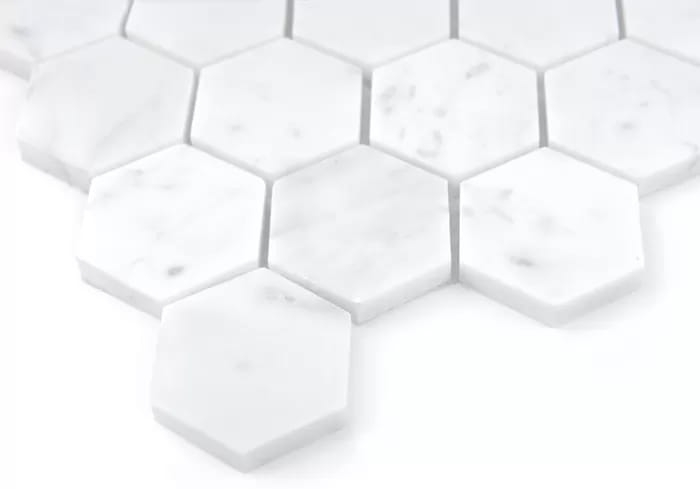 Carrara White Hexagon 48 jasna mozaika uniwersalna kamienna