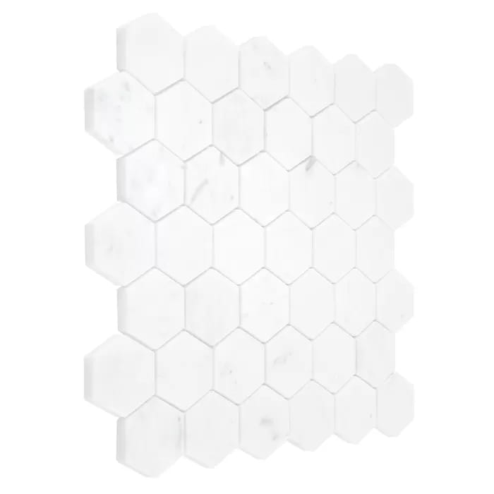 Carrara White Hexagon 48 jasna mozaika uniwersalna kamienna