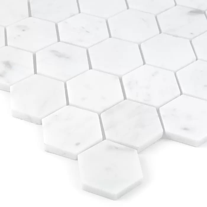 Carrara White Hexagon 48 jasna mozaika uniwersalna kamienna