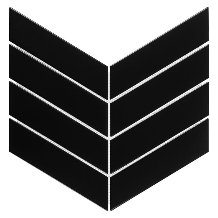 Royal Chevron Black czarna matowa mozaika jodełka uniwersalna szewrony