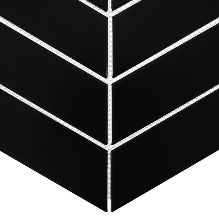 Royal Chevron Black czarna matowa mozaika jodełka uniwersalna szewrony