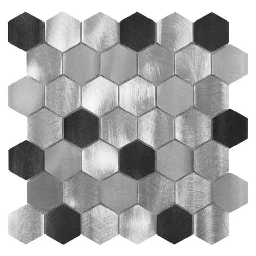 Allumi Grey Hexagon Mix 48 aluminiowa mozaika ścienna srebrne heksagony