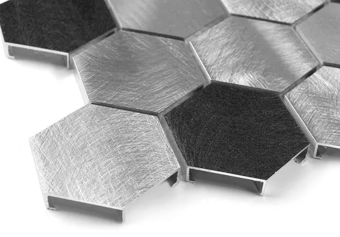 Allumi Grey Hexagon Mix 48 aluminiowa mozaika ścienna srebrne heksagony