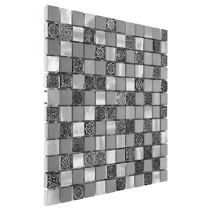 Allumi Grey mix 23 metalowa mozaika srebrne dekoracyjne kostki
