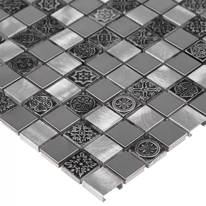Allumi Grey mix 23 metalowa mozaika srebrne dekoracyjne kostki