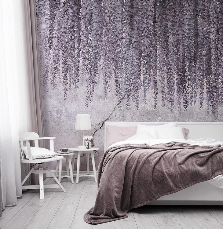 Wonderwall Wisteria Flowers kwiaty Glycynii na murze tapeta ścienna na fizelinie
