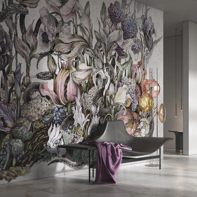 Eden Wonderwall Studio fototapeta na wymiar rajskie kwiaty i węże