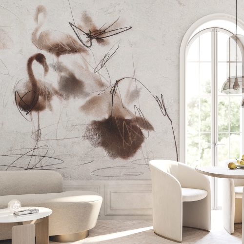 Mira Wonderwall Studio fototapeta na wymiar pastelowe sylwetki flamingów