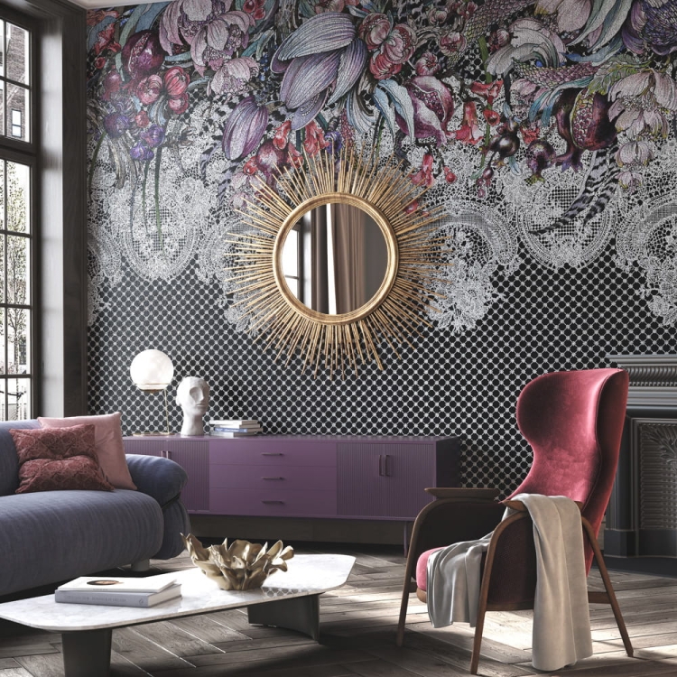 Wonderwall Flamenco fototapeta koronki i kwiaty glamour