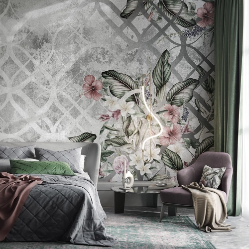 Tropikalna tapeta ścienna na fizelinie Fleur Scharme Wonderwall Bahama kwiaty hibiskusa