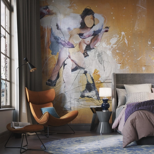 Ella Wonderwall Studio nowoczesna tapeta na wymiar kobieta otoczona flamingami akt