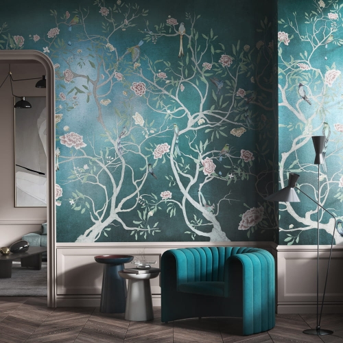 Fototapeta Wonderwall Naoki kolorowe ptaki na gałęziach drzew