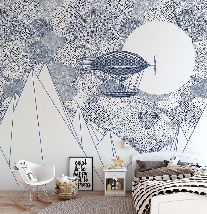 Statek powietrzny sterowiec Kids Fantasy ekologiczna tapeta fizelinowa do pokoju dziecięcego