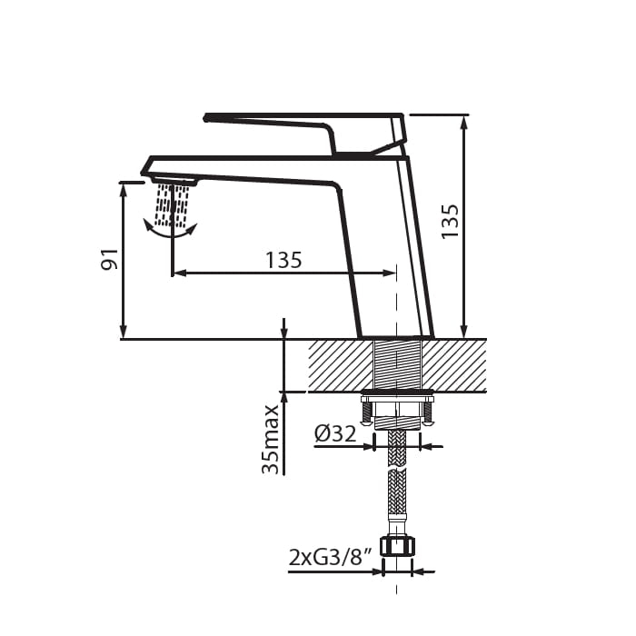 Vedo Sette Nero czarna bateria umywalkowa VBS7001CZ