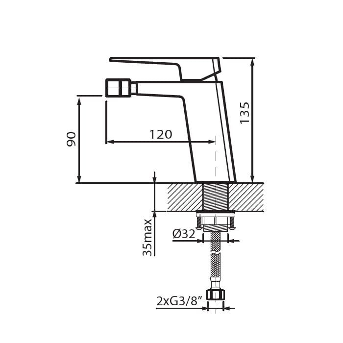 Vedo Sette Nero czarna bateria bidetowa VBS7002CZ