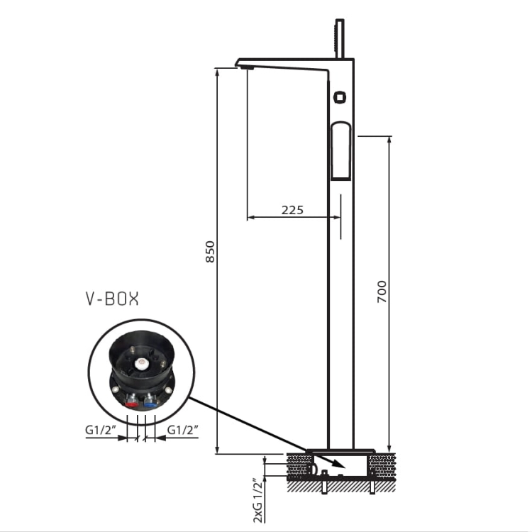 Vedo Sette Nero czarna bateria wannowa wolnostojąca VBS7008CZ