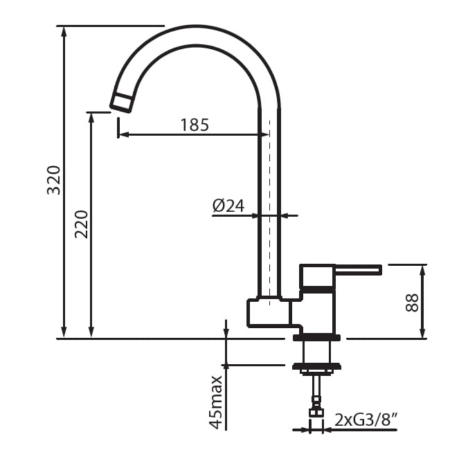 Bateria kuchenna LA FINESTRA ze składaną wylewką chrom