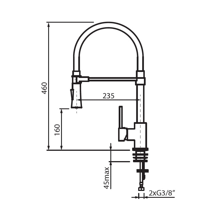 Bateria zlewozmywakowa B-BIANCA z białymi elementami, wysokość 460mm