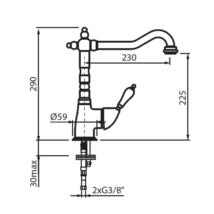 Bateria kuchenna w stylu retro Vedo Vara brąz, wysokość 290mm