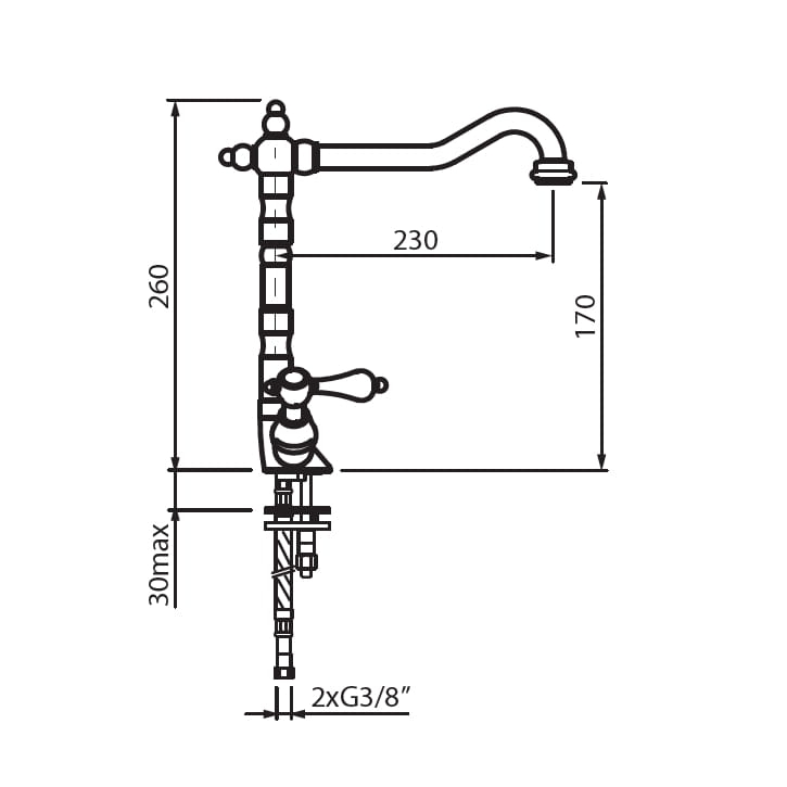 Bateria kuchenna w stylu retro Vedo Etros brąz, wysokość 260mm