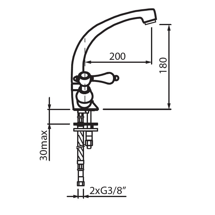 Bateria kuchenna w stylu retro Vedo Etros II chrom, wysokość 180mm