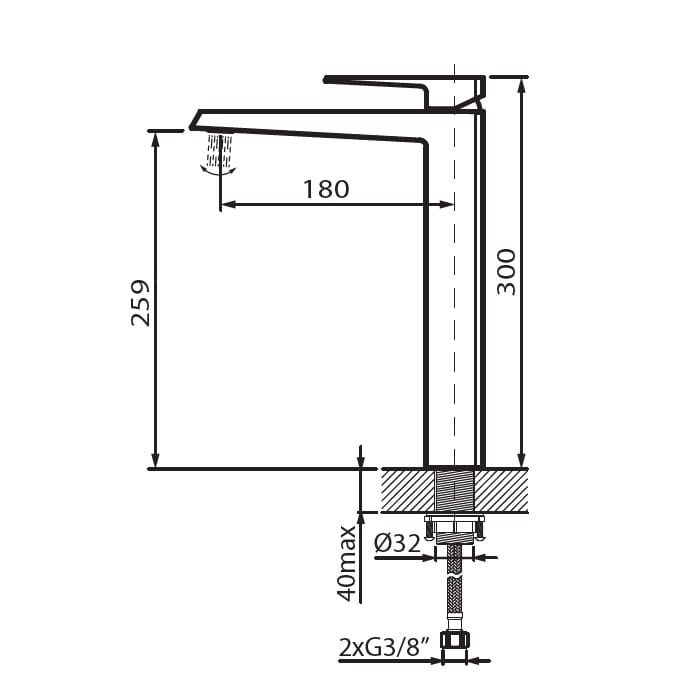 Vedo Sette bateria umywalkowa wysoka chromowana VBS7003