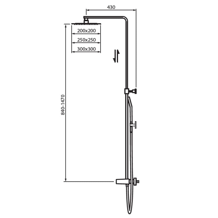 Vedo Sette kolumna natryskowa z baterią mieszakową I chromowana VBS7007