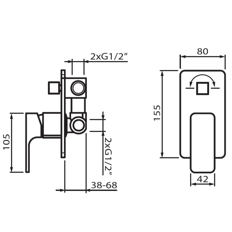 Vedo Mito bateria natryskowa podtynkowa II VBM3016