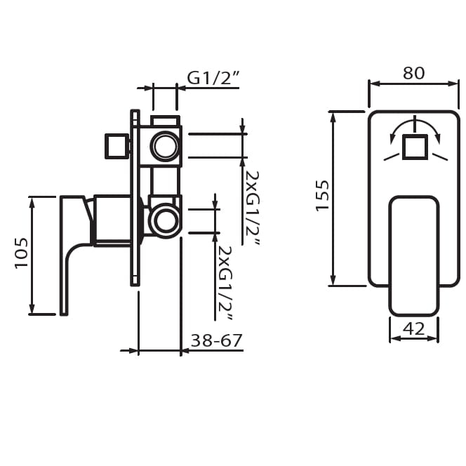 Vedo Mito bateria natryskowa podtynkowa III VBM3017