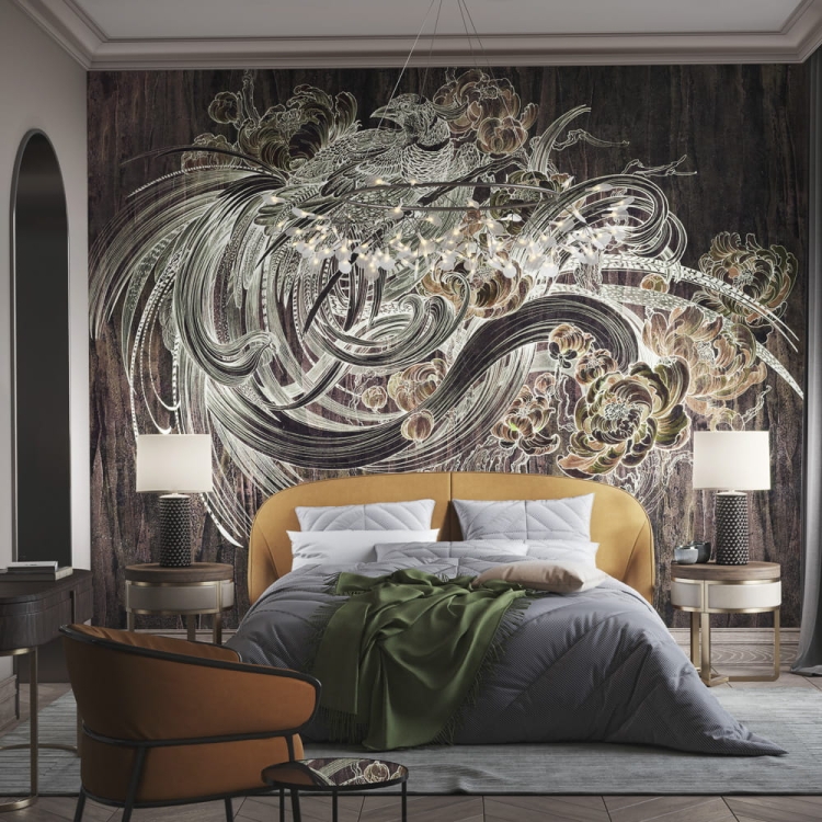 Aves Wonderwall fototapeta z motywem rajskiego ptaka i kwiatów