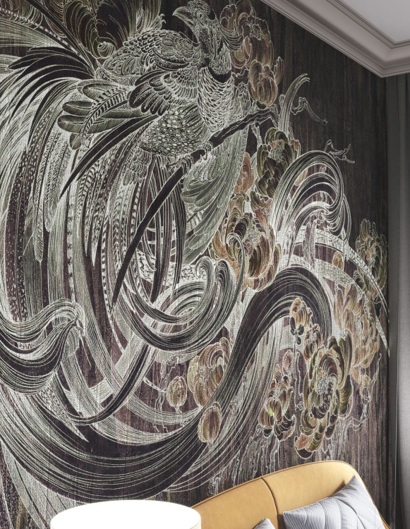 Aves Wonderwall fototapeta z motywem rajskiego ptaka i kwiatów