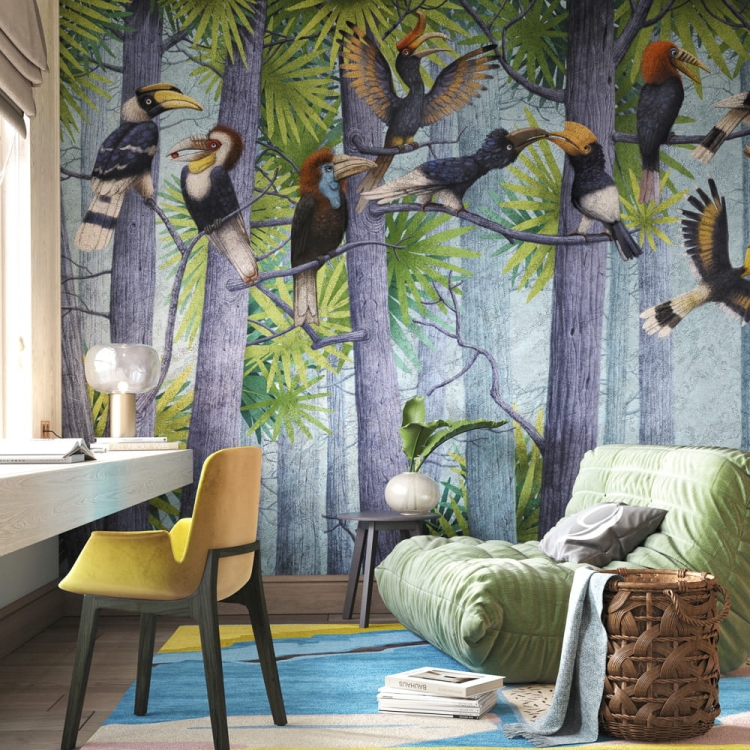 Egzotyczne dzioborożce Hornbill Wonderwall fototapeta na wymiar indywidualny