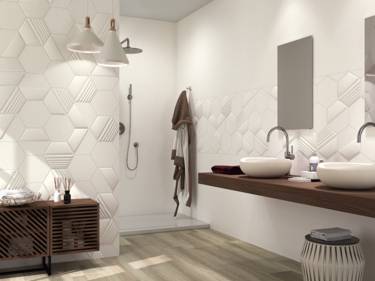 Dune Exa Full White 187442 białe dekoracyjne płytki 3D 23x27