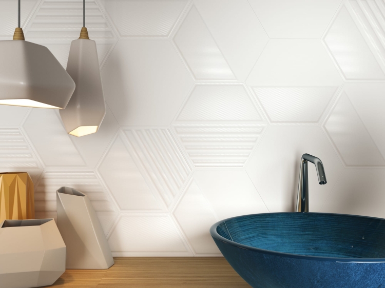 Dune Exa Full White 187442 białe dekoracyjne płytki 3D 23x27