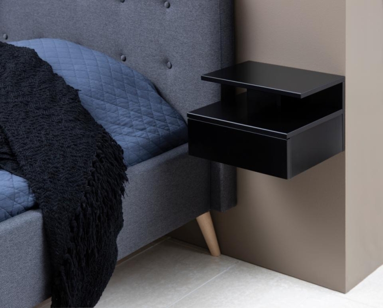 Mała wisząca szafka nocna z półką i szufladą 35x32 czarna