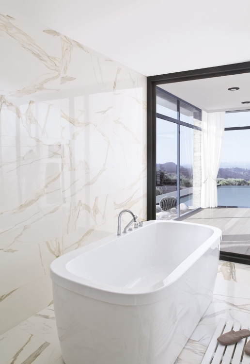 Porcelanosa Calacata Gold 33,3x100 marmur ze złotą żyłą