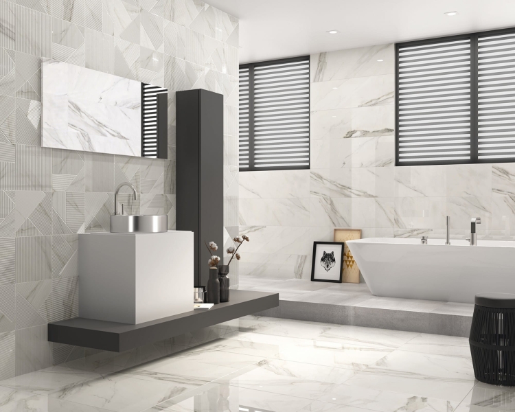 Dune Calacatta Superwhite 60x60cm gres marmur z szarą żyłą połysk