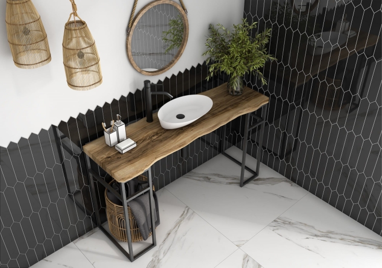 Dune Calacatta Superwhite 60x60cm gres marmur z szarą żyłą satyna