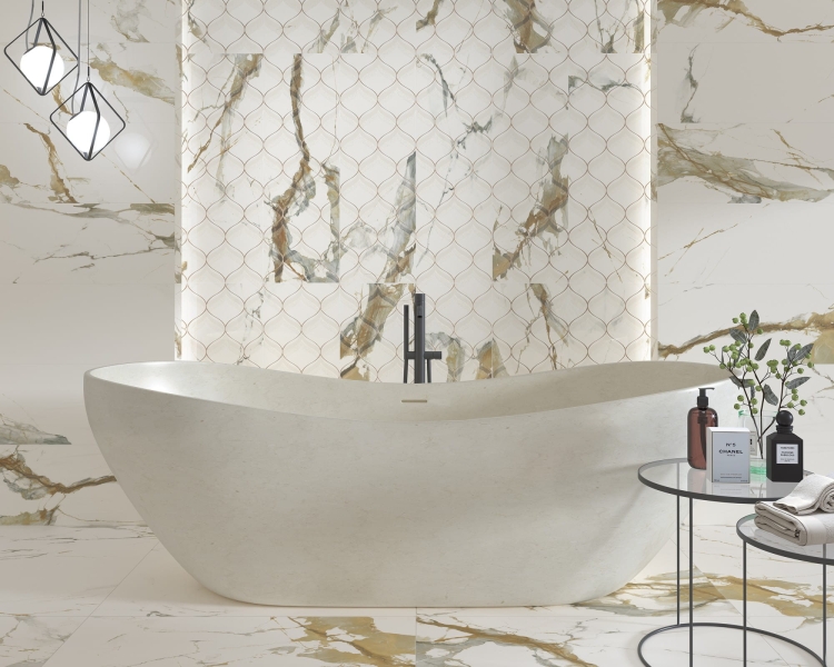 Dune Theia Satin 90x90cm marmur ze złotą żyłą satyna
