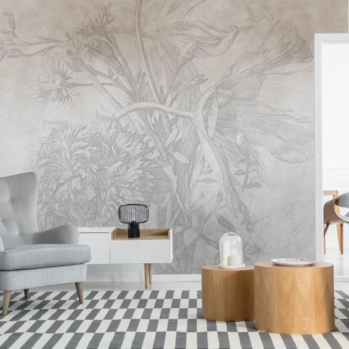 Szare betonowe kwiaty fototapeta na fizelinie jak obraz