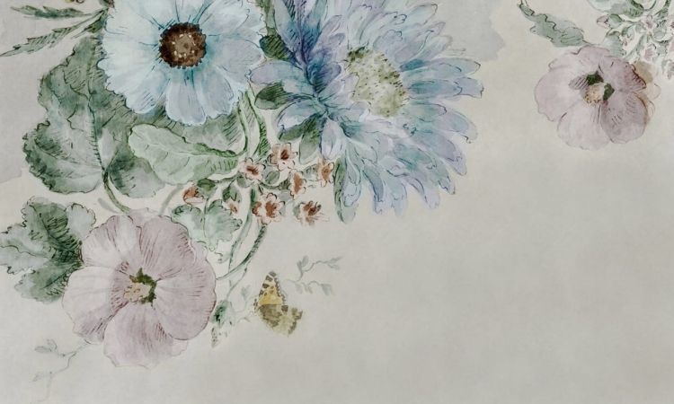 Duże pastelowe kwiaty na jasnym tle subtelna fototapeta na wymiar indywidualny