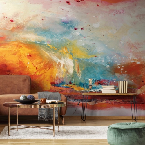 Kolorowa abstrakcyjna fototapeta na wymiar indywidualny - obraz olejny na płótnie