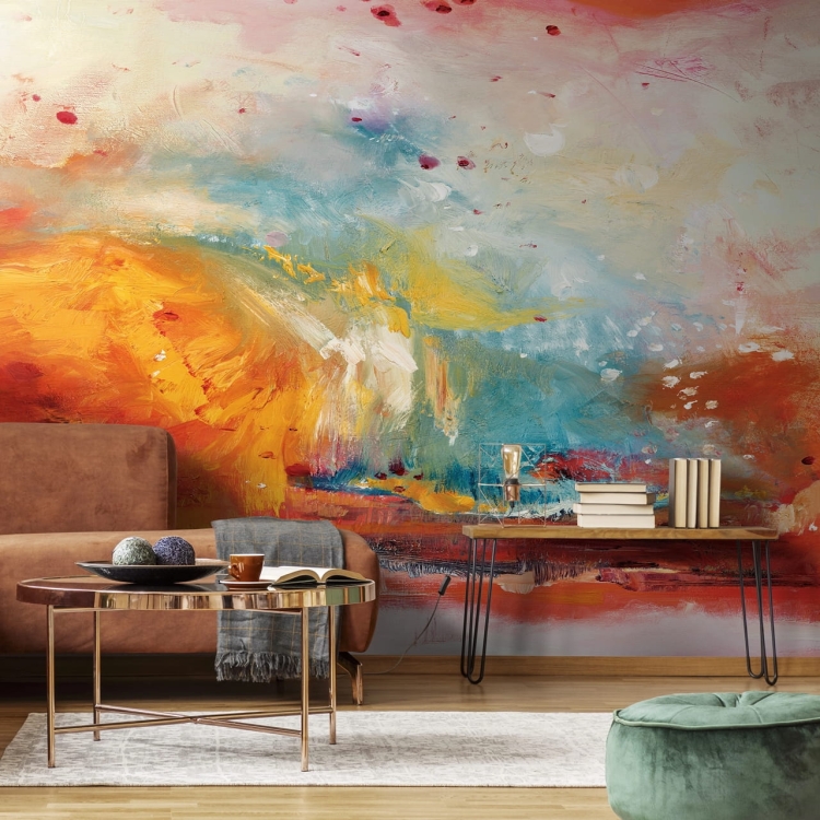 Kolorowa abstrakcyjna fototapeta na wymiar indywidualny - obraz olejny na płótnie