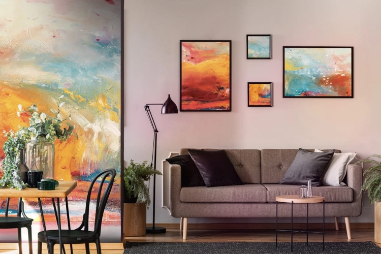 Kolorowa abstrakcyjna fototapeta na wymiar indywidualny - obraz olejny na płótnie