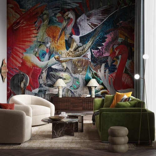 Wonderwall Accent fototapeta kolorowe rajskie ptaki