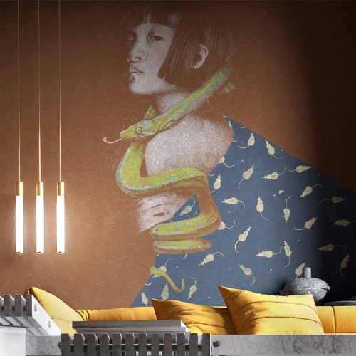 Wonderwall Hebi orientalna fototapeta na wymiar indywidualny z postacią kobiety