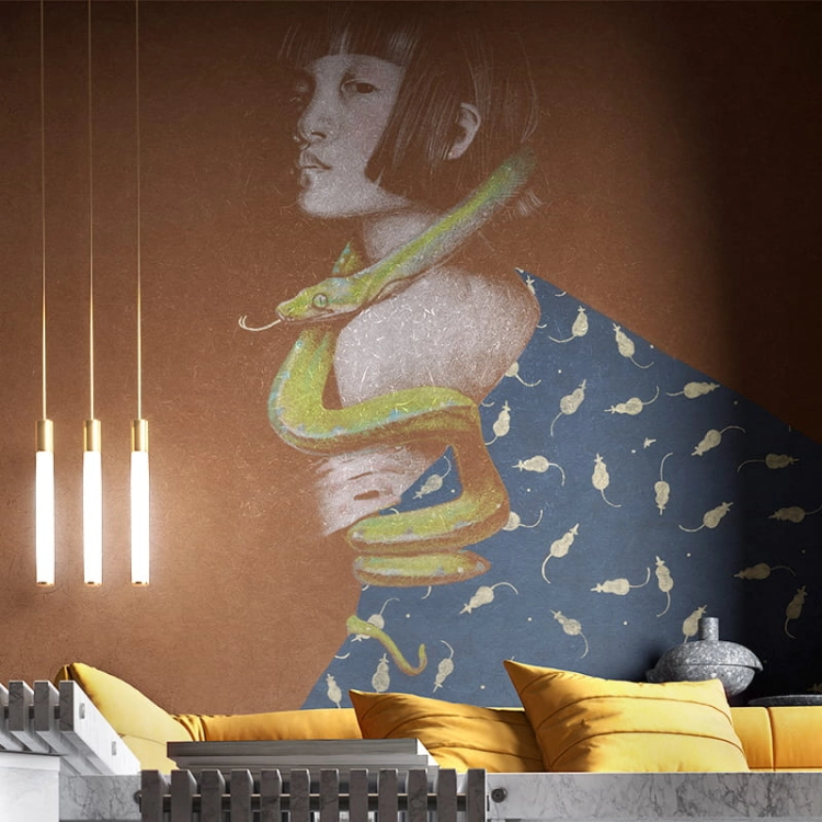 Wonderwall Hebi orientalna fototapeta na wymiar indywidualny z postacią kobiety